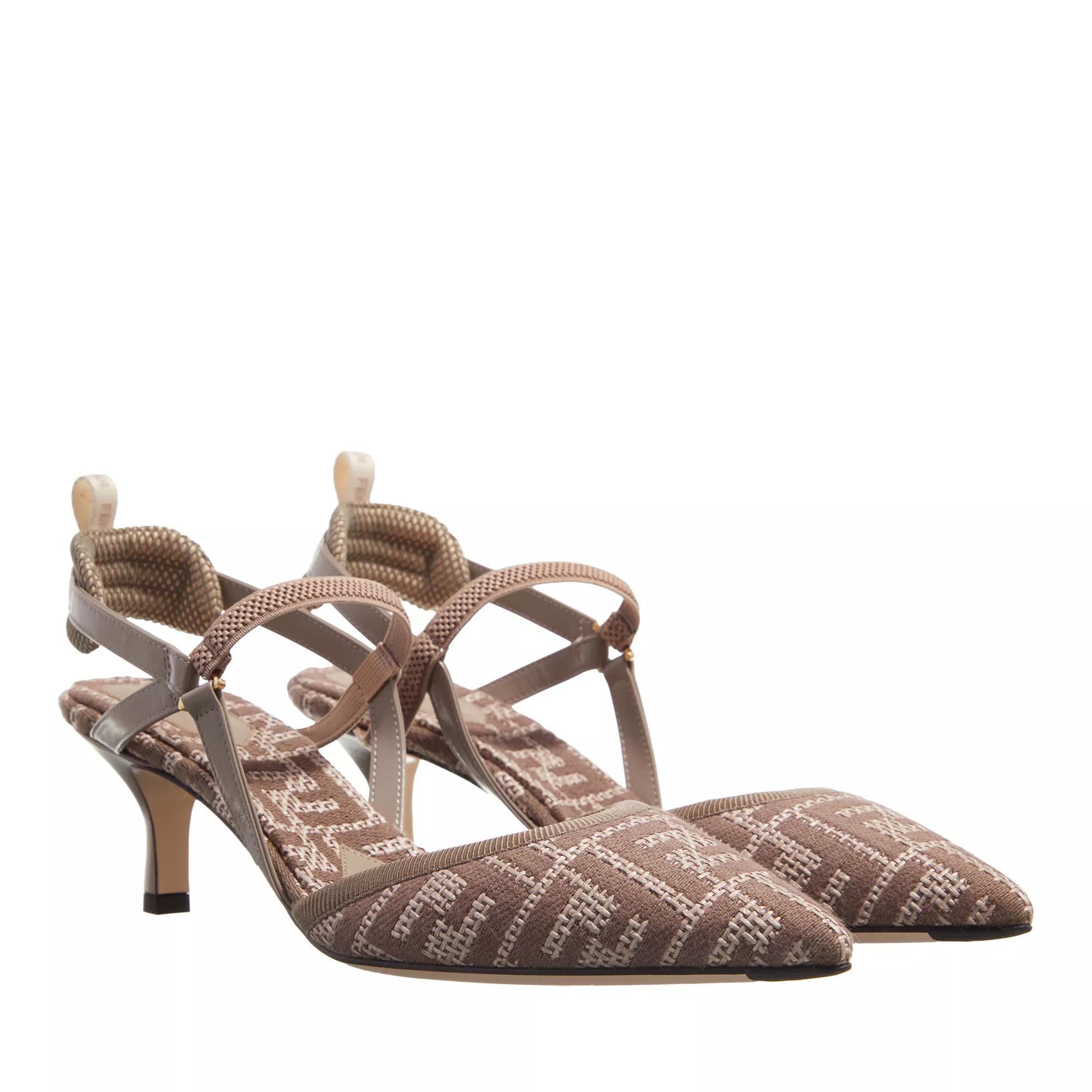 Fendi Pumps & High Heels - Slingback In Cotone Rafia Motivo FF Jacquard - Gr. 39 (EU) - in Braun - für Damen