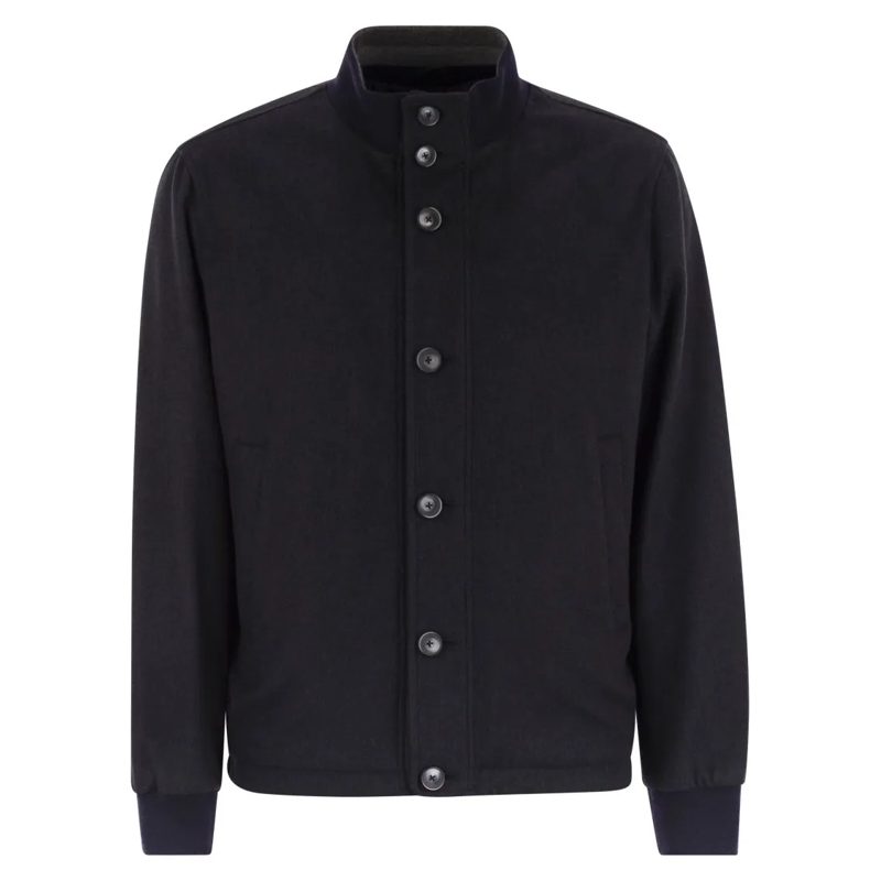 Herno  Silk And Cashmere Bomber Jacket Black