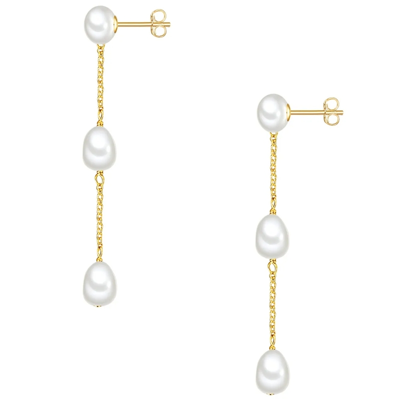 Valero Pearls Ohrhänger Sterling Silber Perlen-Ohrhänger Süßwasser-Zuchtpe gold(Image 2)