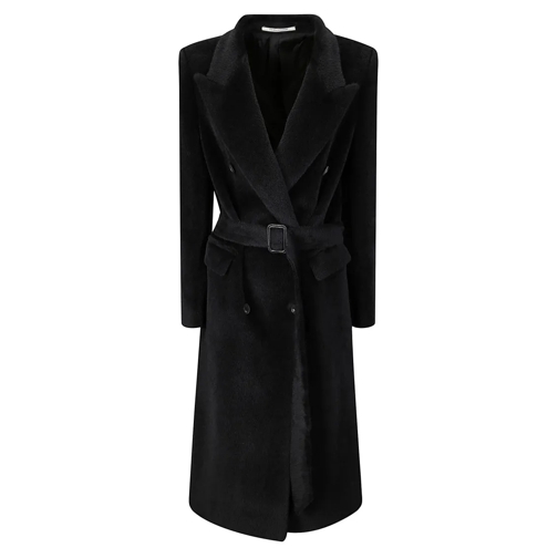 Tagliatore  Notched Lapel Belted Coat Black