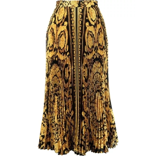 Versace Barocco Pleated Skirt Yellow 