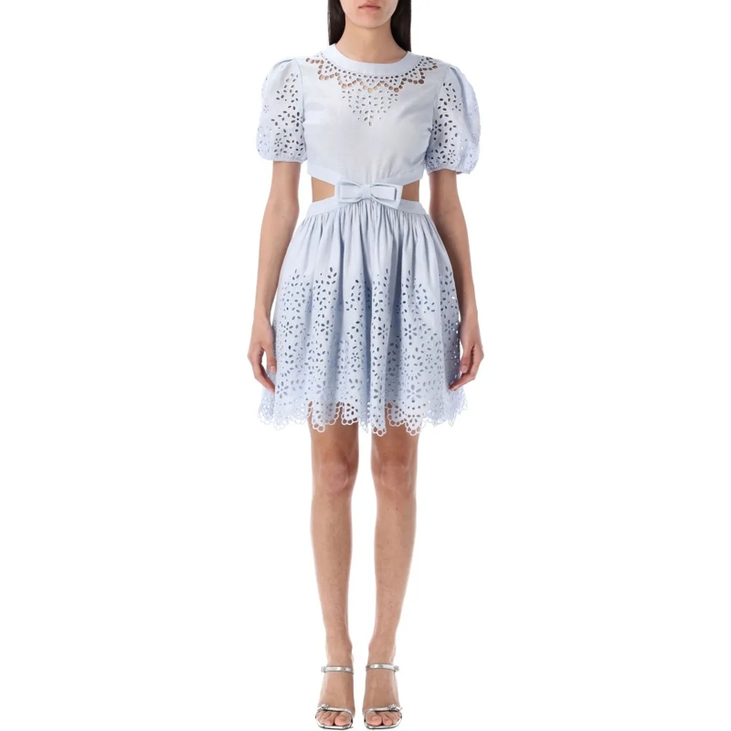 Self Portrait Mini-jurk Embroidered Mini Dress Blue