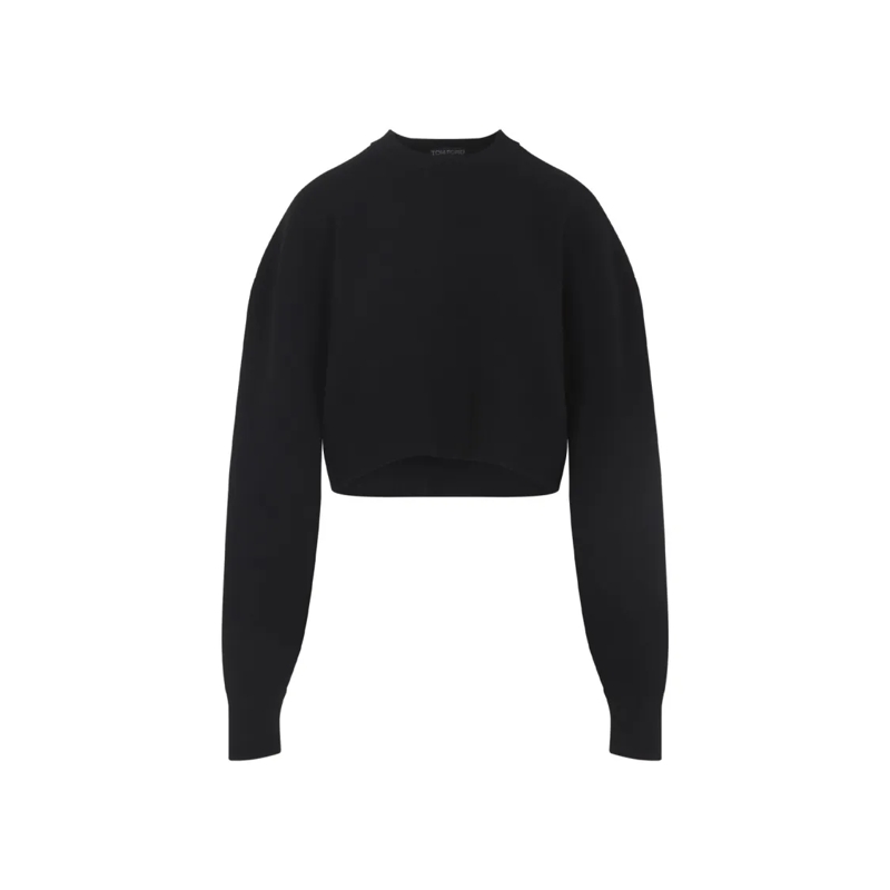 Tom Ford Pullover Cropped Sweater With Round Neckline Black