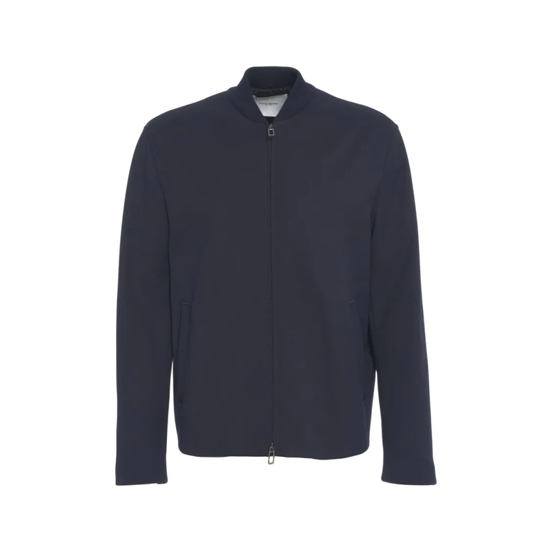 Paolo Pecora  Minimalist Blouson Jacket With Clean Zipper Closur Blue