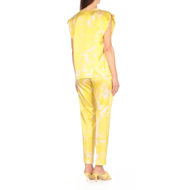 Fabiana Filippi T-Shirt Sleeveless Silk Top With Contrasting Color Pattern Yellow (Image 4)