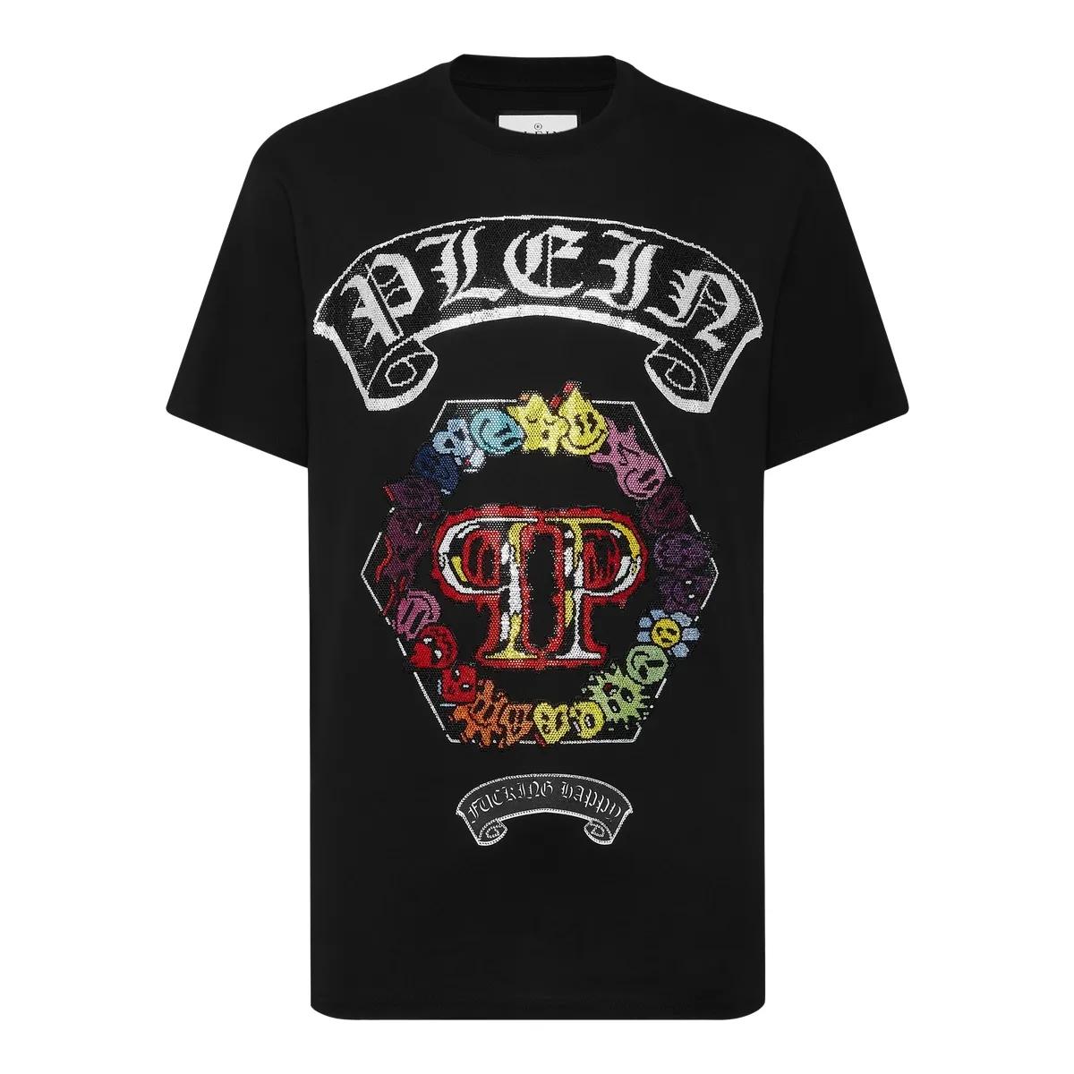 Thumbnail - Philipp Plein - T-Shirt Round Neck Ss Strass Smile - Größe XL - schwarz