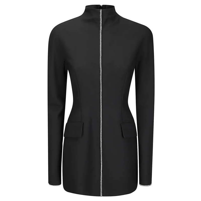 Sportmax Langärmeliges Oberteil Sleek Slim Fit Top With Sparkling Embellishments A Black