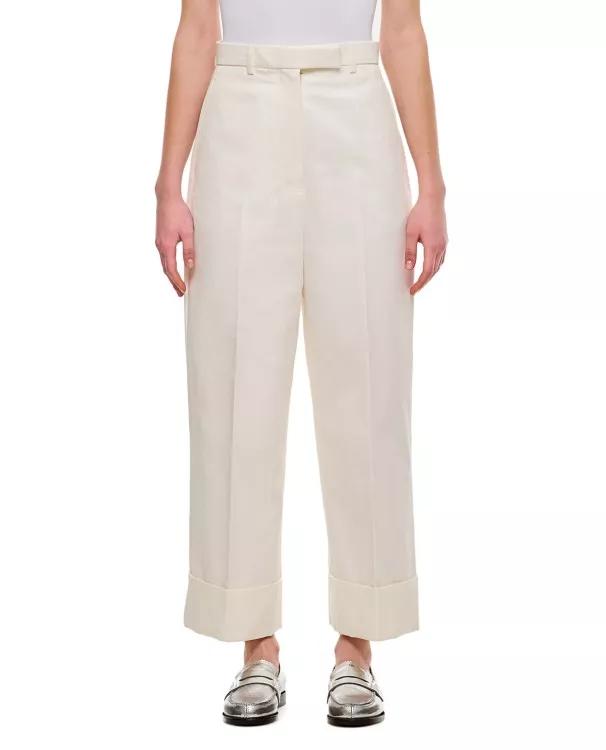 Thom Browne - High Waisted Straight Leg Trouser - Größe 42 - white