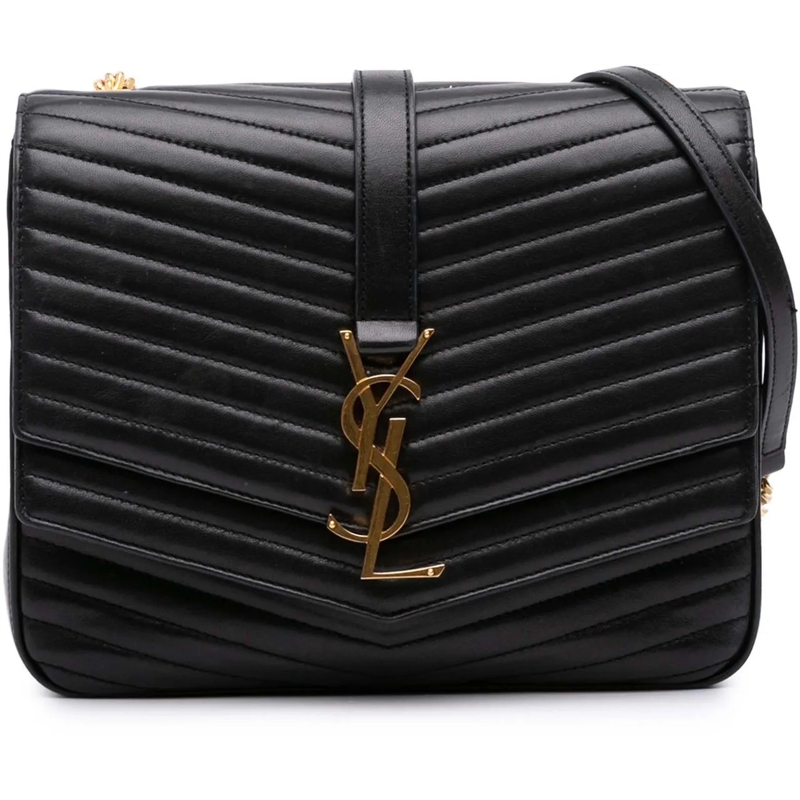Saint Laurent Schultertasche Medium Chevron Lambskin Monogram Sulpice Bag schwarz