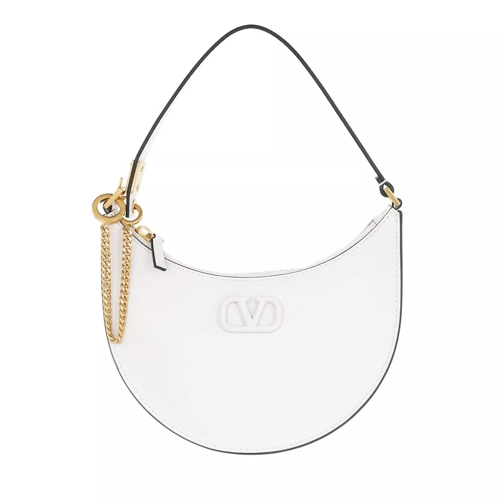 Valentino Garavani Mini V-Logo Signature Hobo Bag Leather White Hoboväska