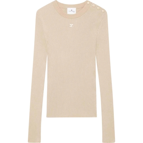 Courrèges Sweatshirts Logo Knit Sweater beige