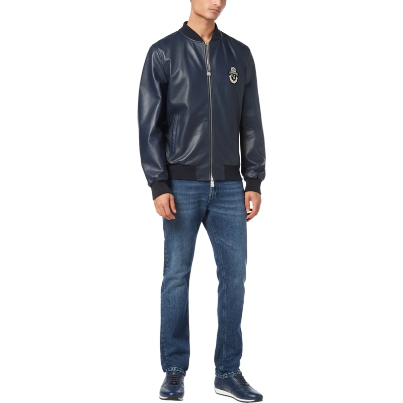 BILLIONAIRE Lederjacke Leder-Bomber dunkel-blau(Image 3)