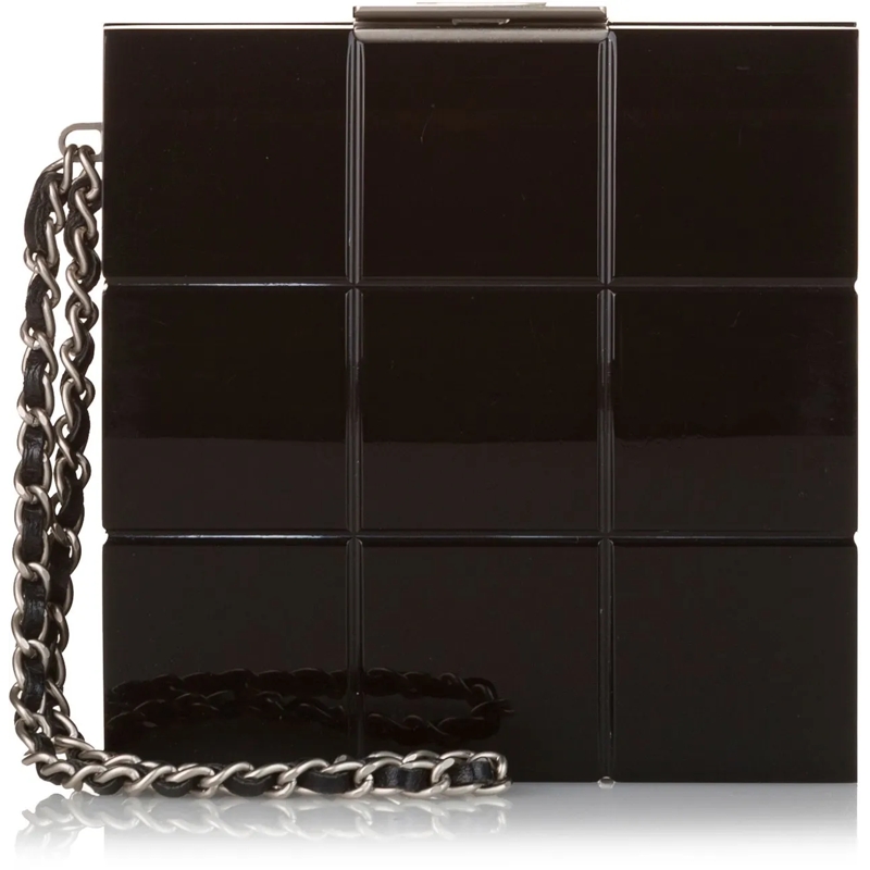Chanel Pochette Choco Bar Lucite Perspex Clutch schwarz