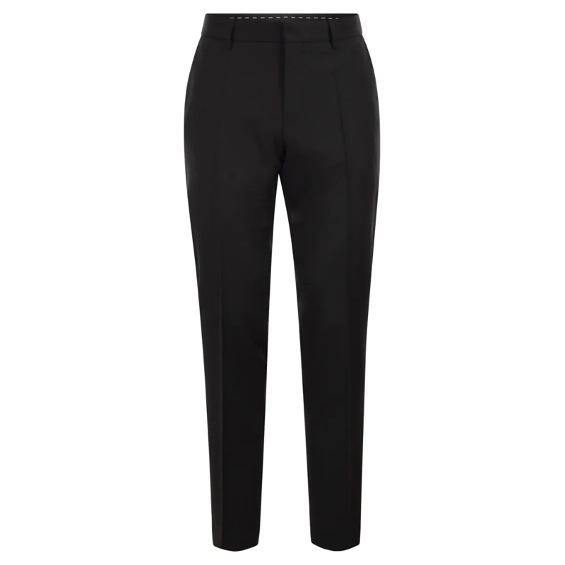 Boss Chino Slim Fit Trousers In Virgin Wool Serge Black