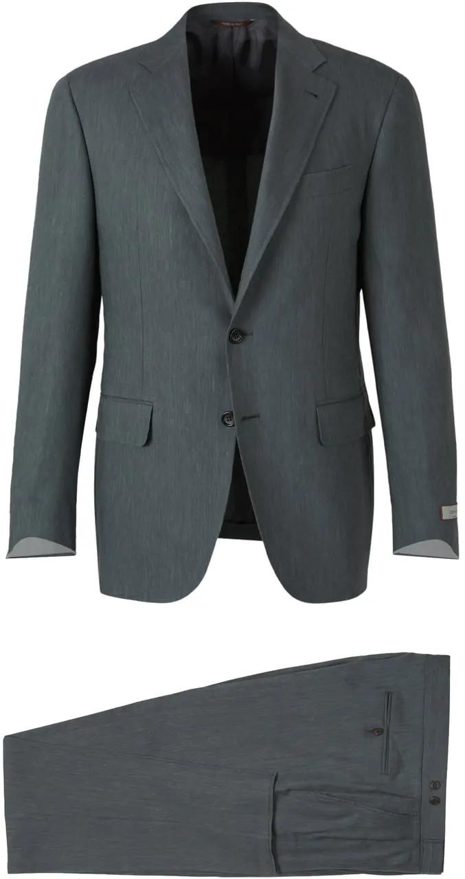 Thumbnail - Canali - Plain Linen Wool Suit - Größe 56 - bunt