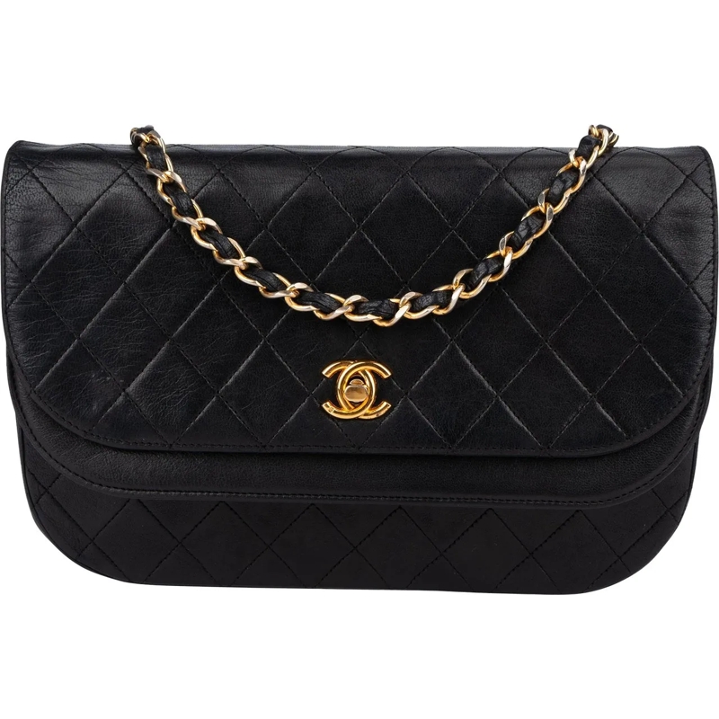 Chanel Tote Chanel Quilted Lambskin Halfmoon Single Flap Shoul schwarz