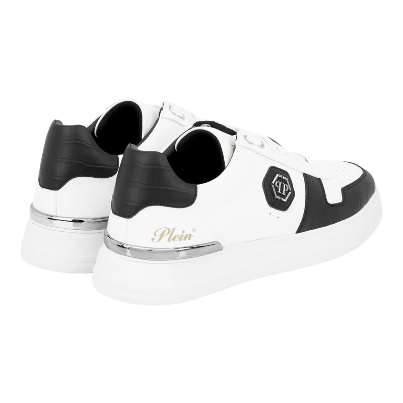 Philipp Plein Low-Top-Sneaker Lo-Top Turnschuhe Cocco Crocco Geprägt weiss(Image 3)