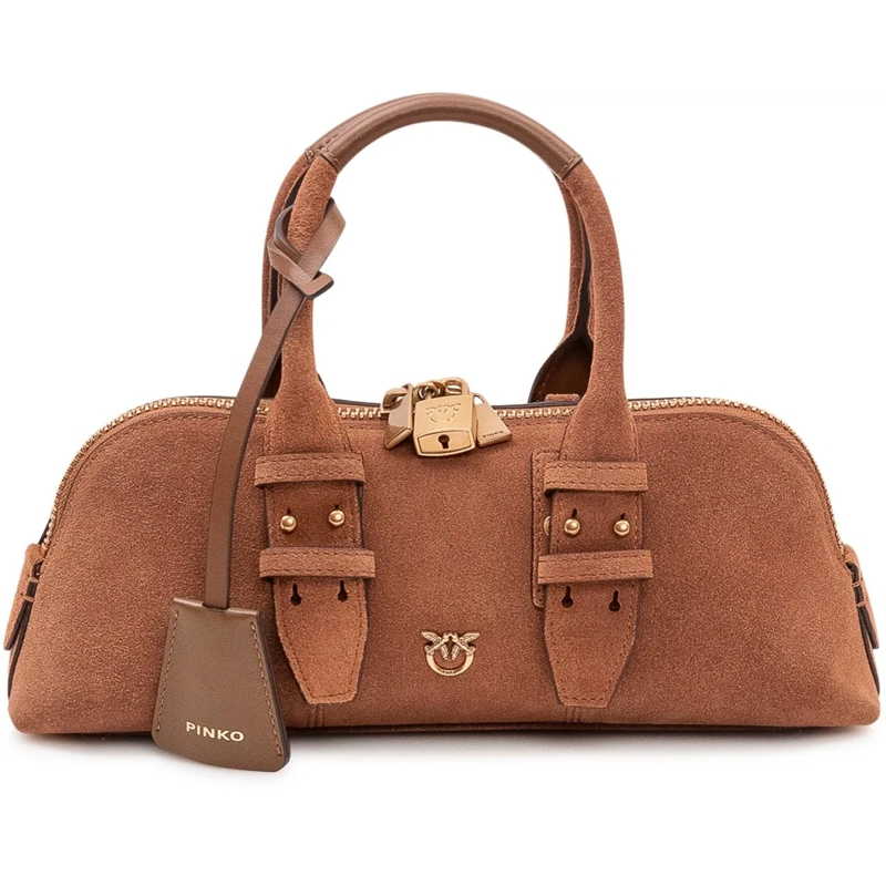 Pinko Tote Borsa Bowling Baguette con Manici beige