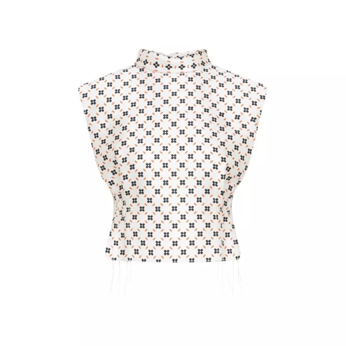 Lanvin Chalk Floral Cropped Sleeveless Top White 