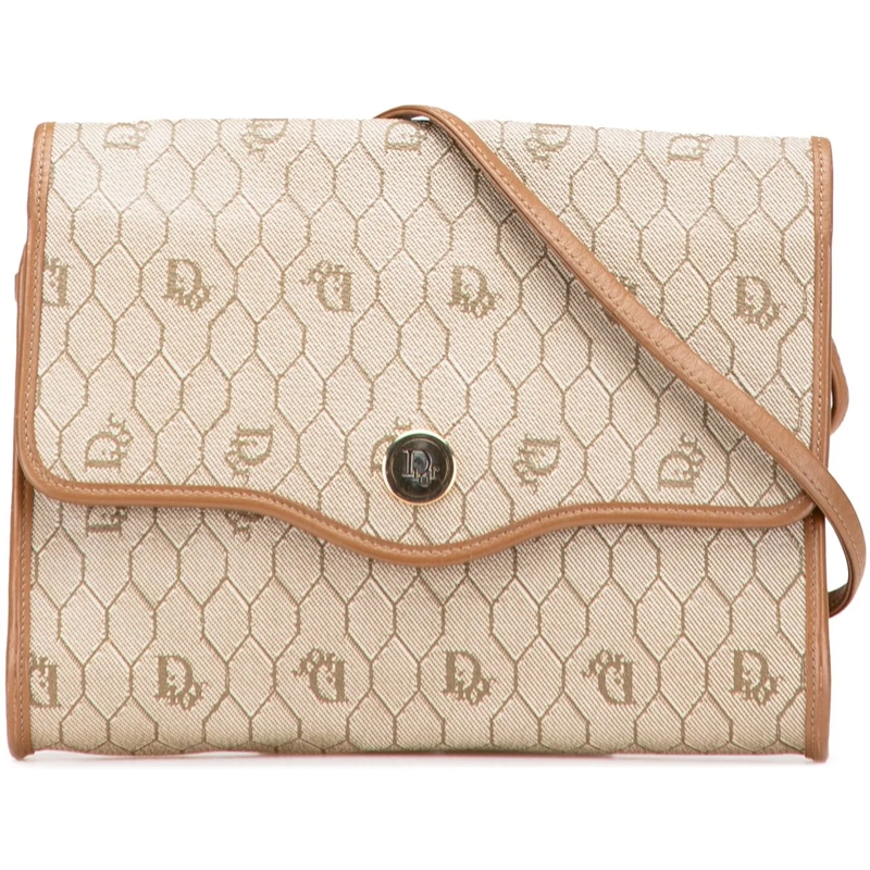 Christian Dior Schultertasche Honeycomb Coated Canvas Crossbody braun