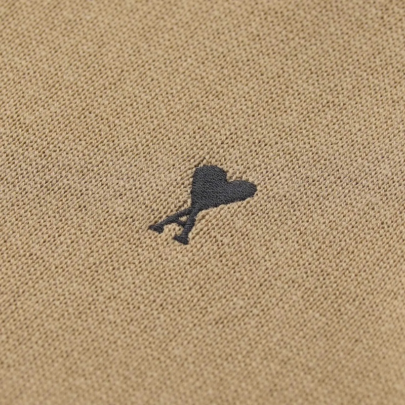 AMI Paris Strickjacke Rollkragenpullover mit Logo braun(Image 4)