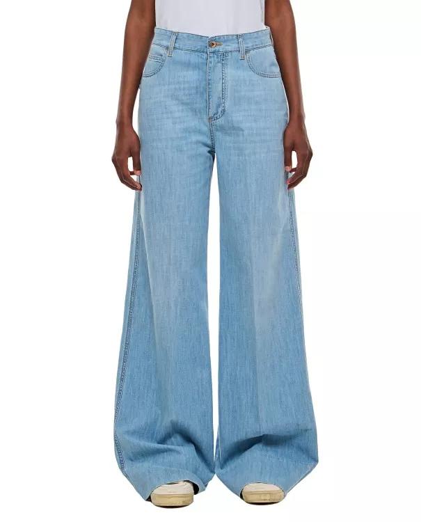 Thumbnail - Bottega Veneta - Bleached Light Wide Leg Denim Pants - Größe 38 - blau