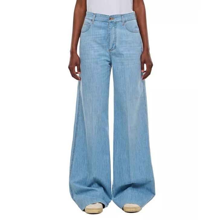 Bottega Veneta Bleached Light Wide Leg Denim Pants Blue | Jeans