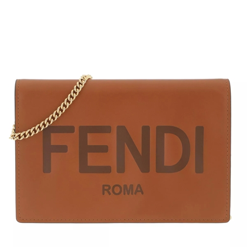 Fendi Wallet On Chain Leather Brown Wallet On A Chain
