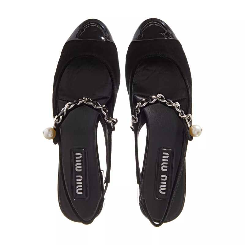 Miu Miu Ballerinas Ballet Flats In Velvet And Patent Leather Black (Image 4)