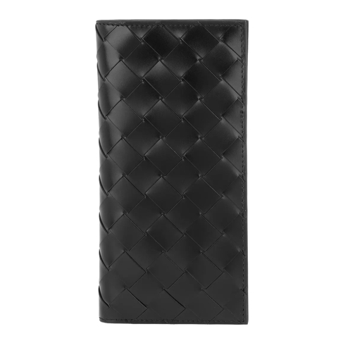 Bottega Veneta Woven Zip Around Wallet Leather Black Bi-Fold Portemonnee