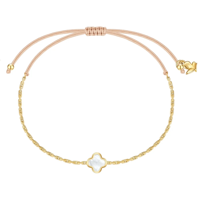 Glanzstücke München Armband Edelstahl Armband PerlmuttKleeblatt gold