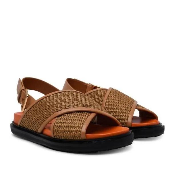 Marni Sandalen & Sandaletten - Brown Raffia Blend Fussbett Sandals - Gr. 36 (EU) - in Braun - für Damen