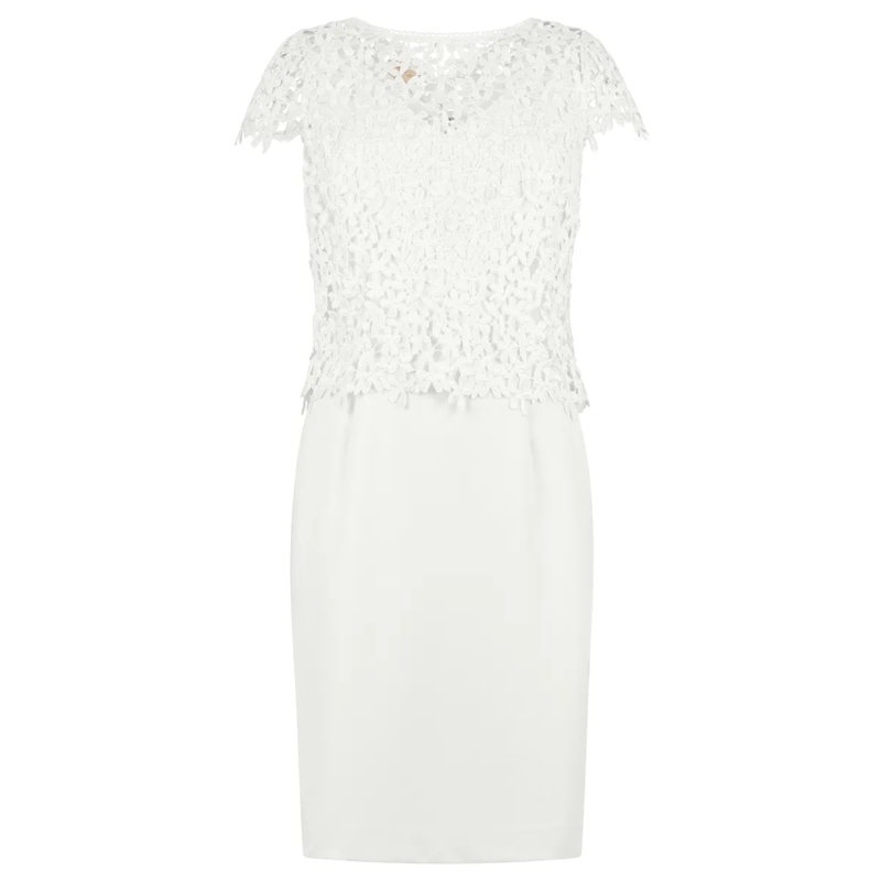 Apart Abendkleid Etuikleid mit Spitzenjäckchen creme