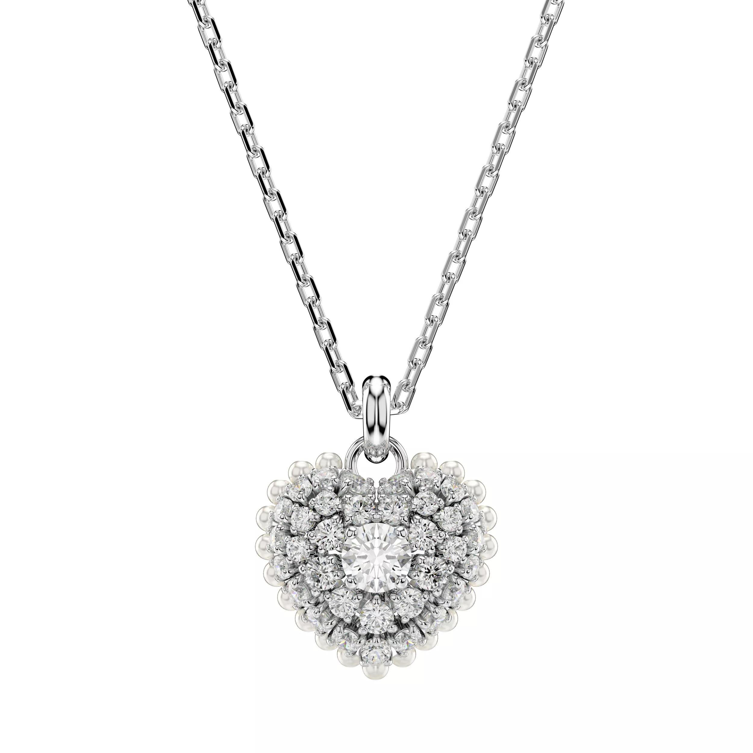 Swarovski Halskette - Hyperbola pendant, Heart, Rhodium plated - Gr. unisize - in Weiß - für Damen