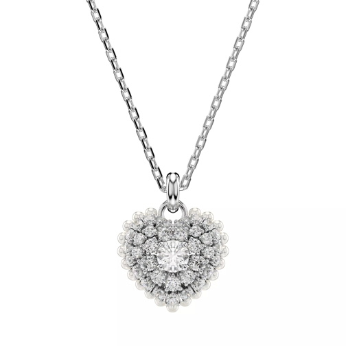 Swarovski Hyperbola pendant, Heart, Rhodium plated White Short Necklace