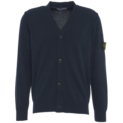 Stone Island Cardigan Cardigan with detachable logo blau