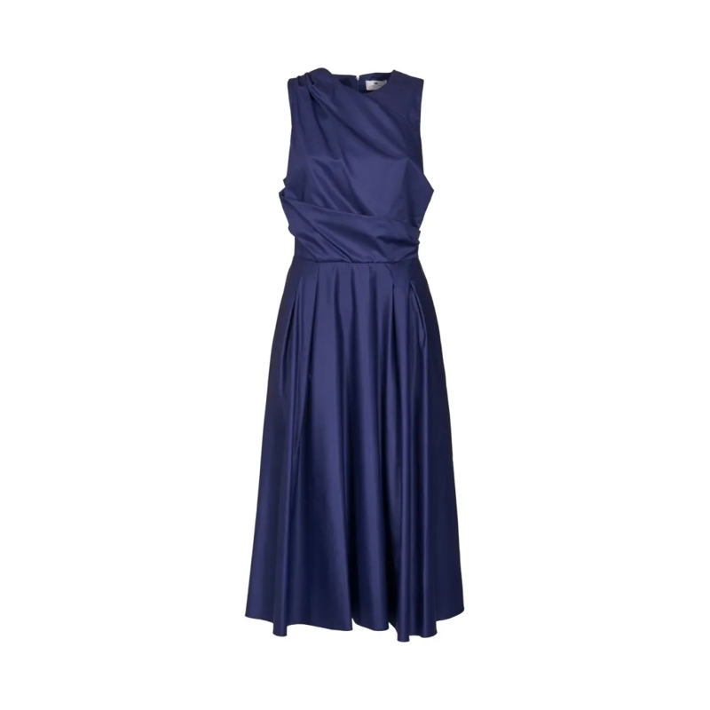 Elisabetta Franchi Robe de soirée Draped Bodice Evening Dress Blue