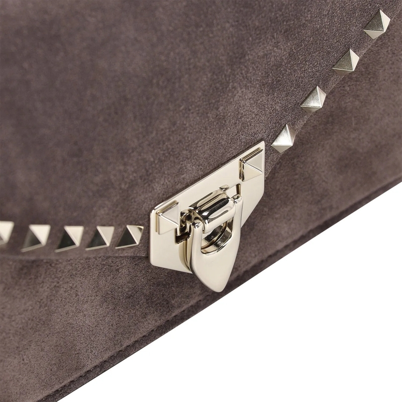 Valentino Garavani Crossbody Bag Umhängetasche Rockstud aus Veloursleder braun(Image 3)