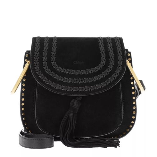 Chloé Small Hudson Shoulder Bag Duede Calfskin Black Crossbodytas