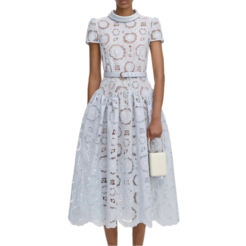 Self Portrait Midikleid Dresses Light Blue blau