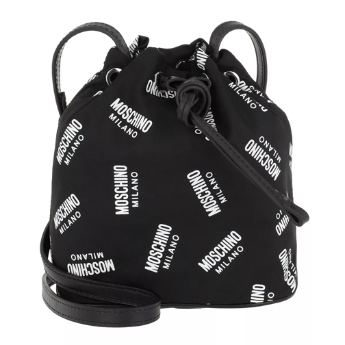 Moschino Logo Bucket Bag Print Black Borsa a secchiello