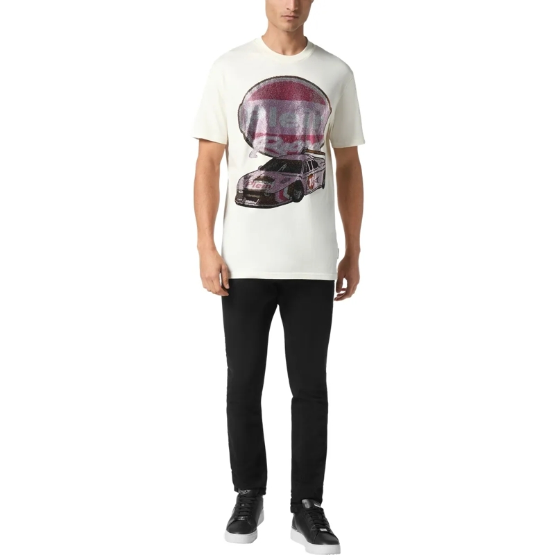 Philipp Plein T-Shirt T-Shirt Racing Mit Schmucksteinen weiss(Image 4)