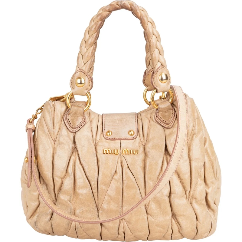 Miu Miu Tote Miu Miu Quilted Leather City Handbag beige