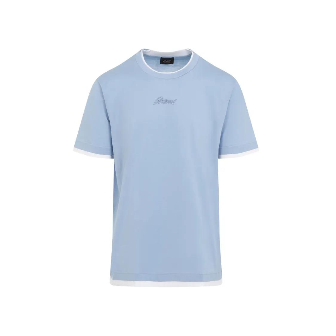 Brioni - Sky Blue Cotton T-Shirt - Größe XXL - blau