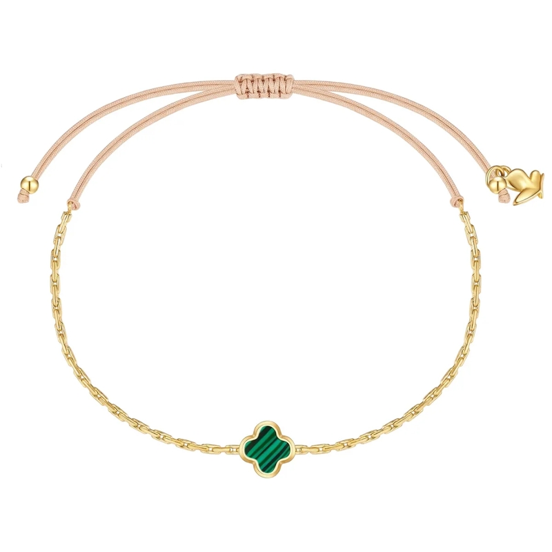 Glanzstücke München Armband Edelstahl Armband Malachit (synth.) Kleeblatt gold