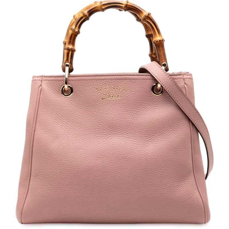 Gucci Schultertasche Small Calfskin Bamboo Shopper Satchel rose