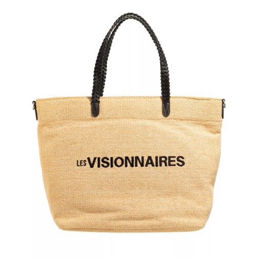 LES VISIONNAIRES Nea Canvas Cream/Black Shopping Bag
