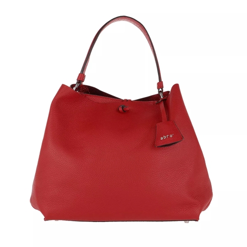 Abro Adria Double Leather Tote Red Hobo Bag