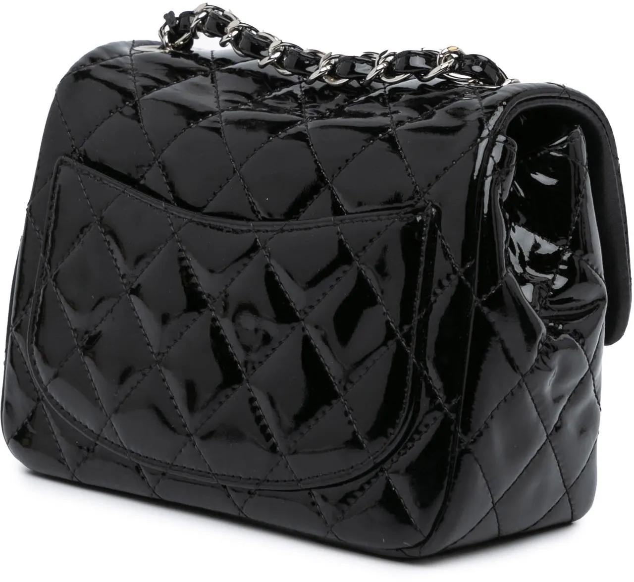 Chanel Hobo bags 2014-2015 Mini Square Classic Patent Single Flap in zwart