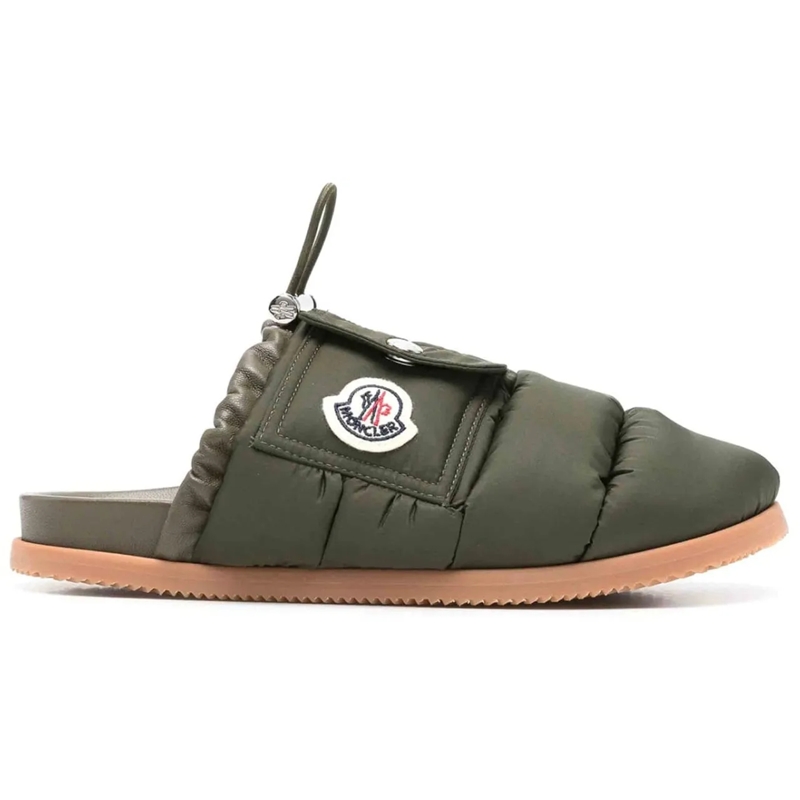 Moncler Low-Top-Sneaker Mon Pocket Logo Patch Padded Down Mules grün